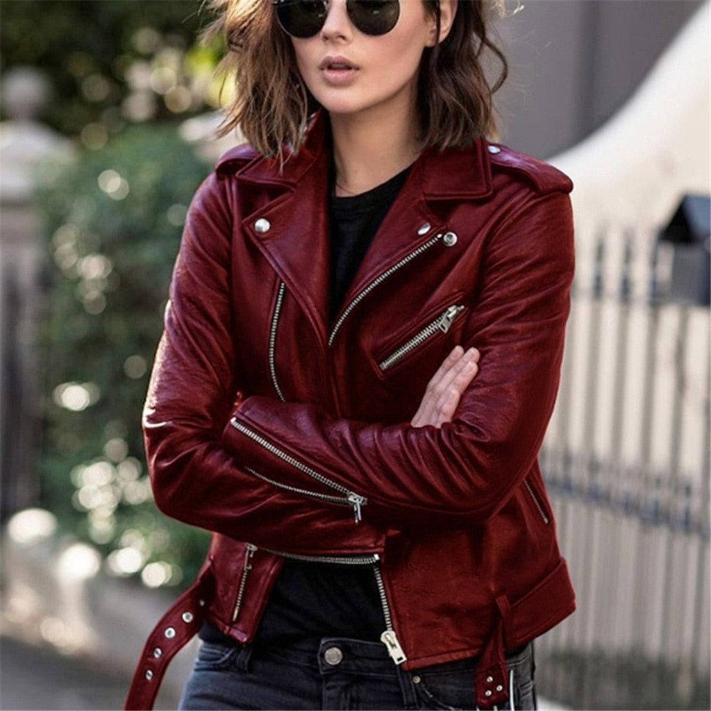 Dames Herfst Leren Jas | Kort, Met Ritsdetails