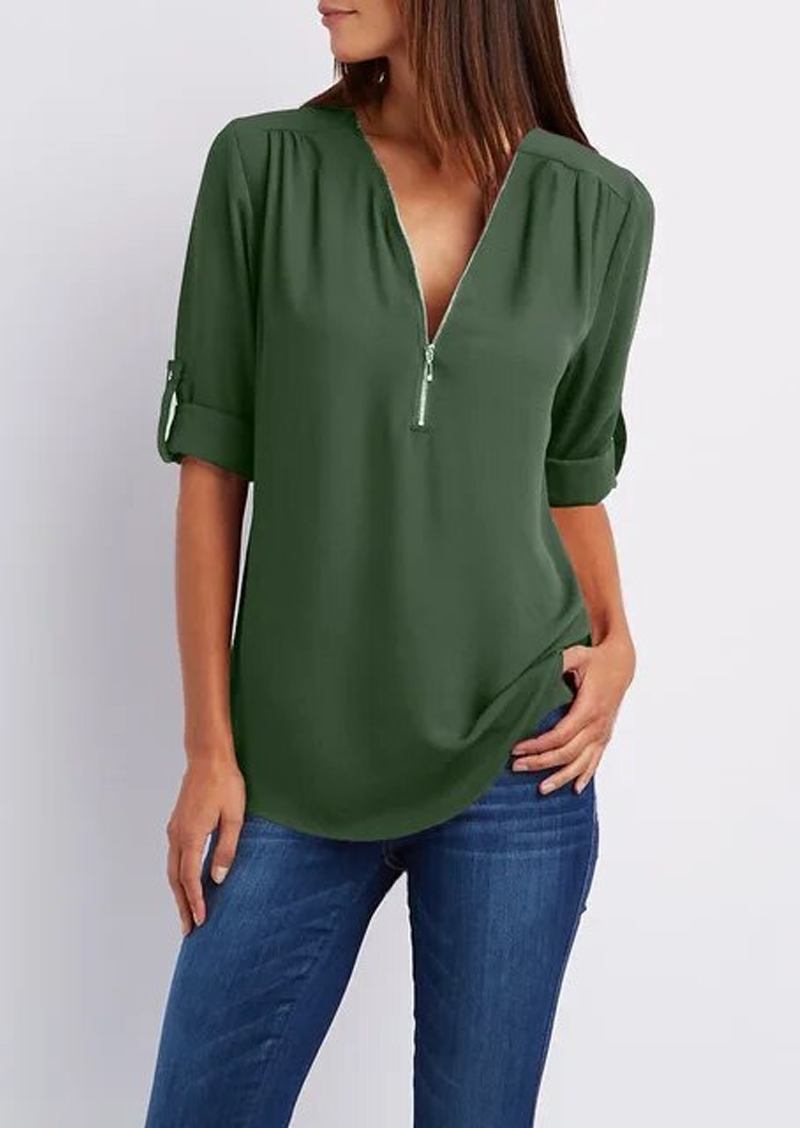 Dames Zomer Blouse | Luchtig, Ritsdetail