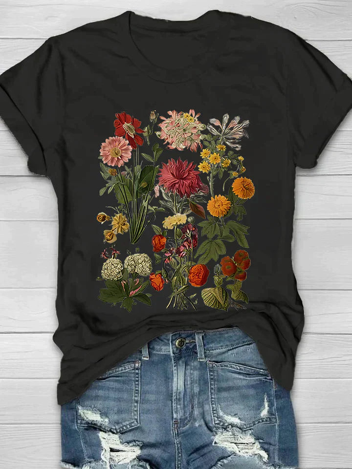 Dames Zomerse Bedrukte T-shirt | Korte Mouwen, Bloemenprint