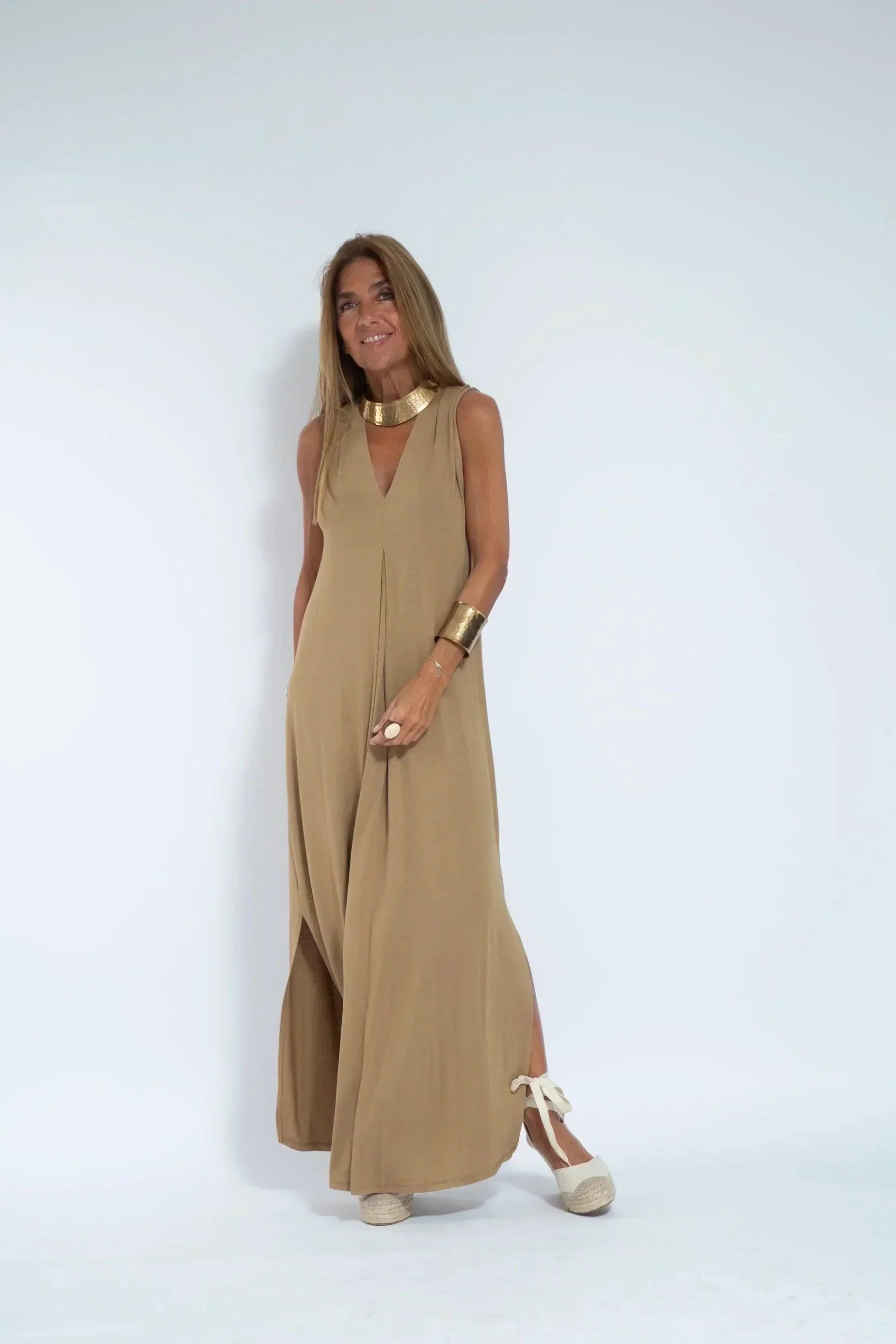 Dames Luchtige zomerjurk met V-hals | Maxi