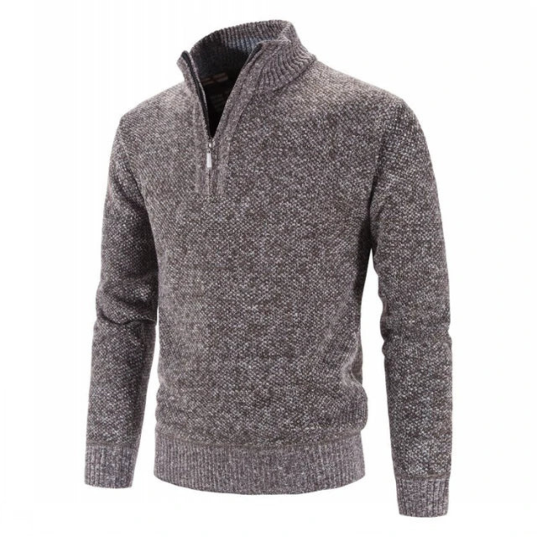 Heren Gebreide Pullover | Korte Rits en Warme Stijl