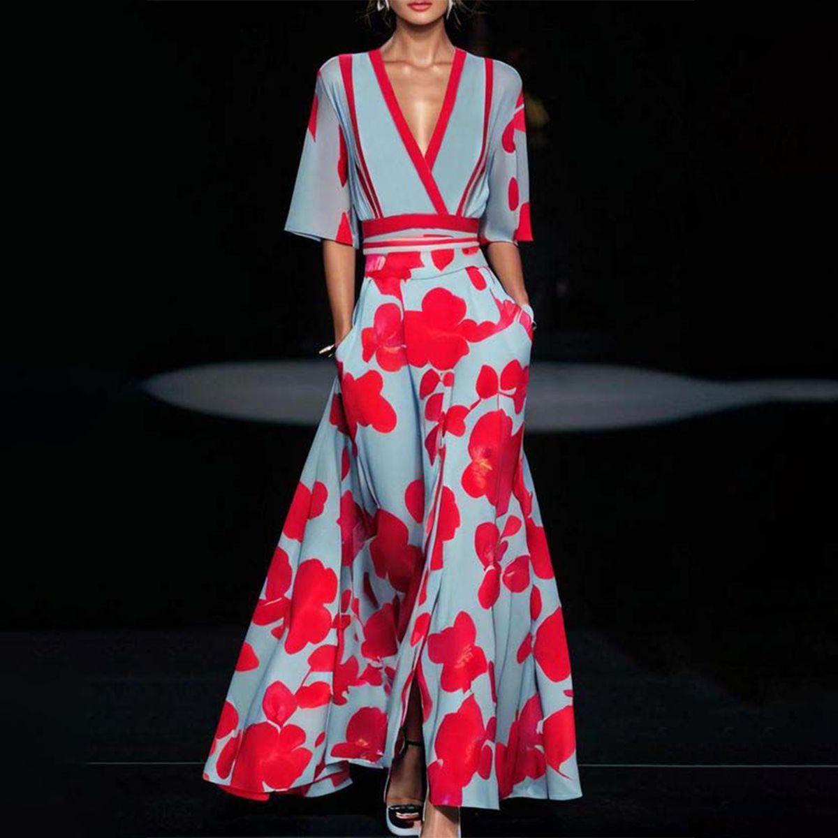 Dames Elegante zomerjurk met bloemenmotief | Maxi