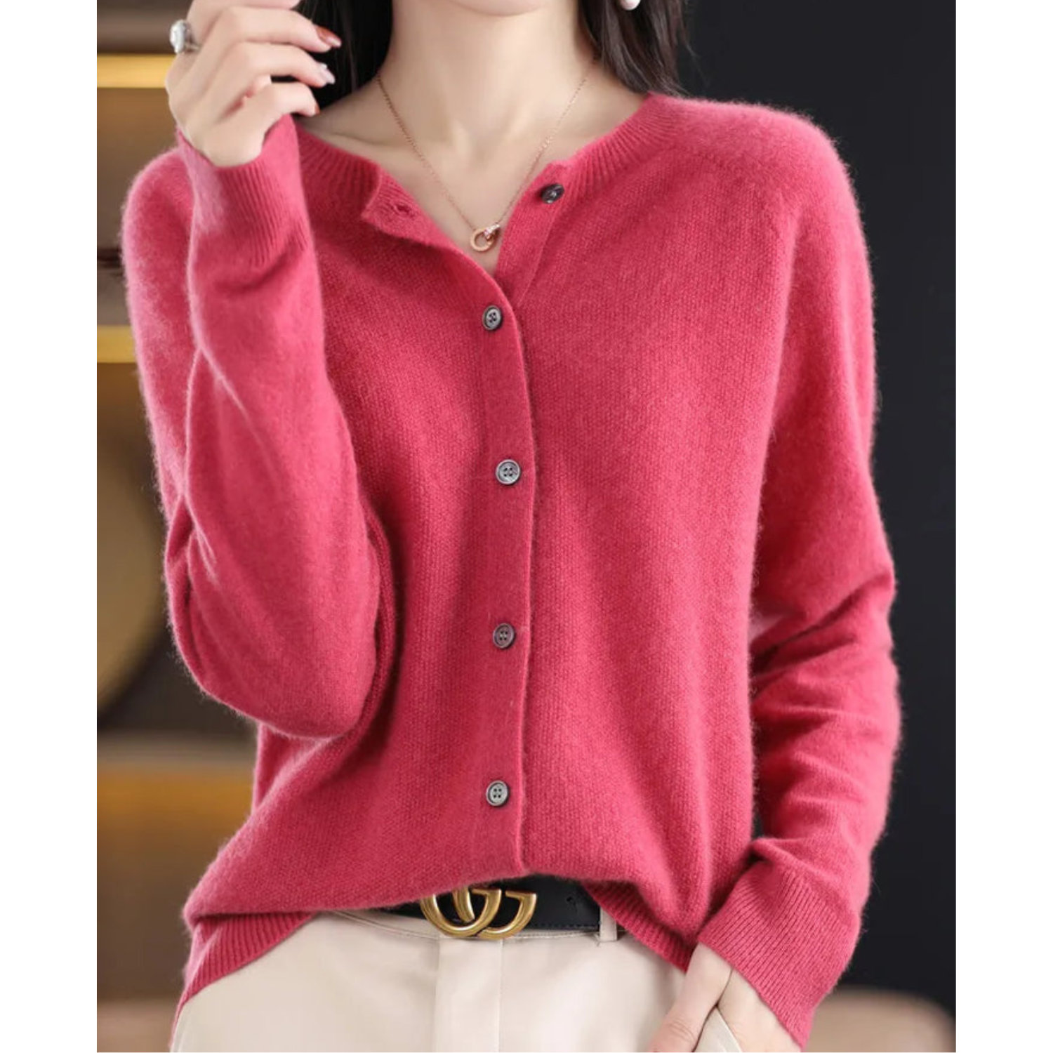 Dames Herfst Cardigan | Lang, Met Knopen
