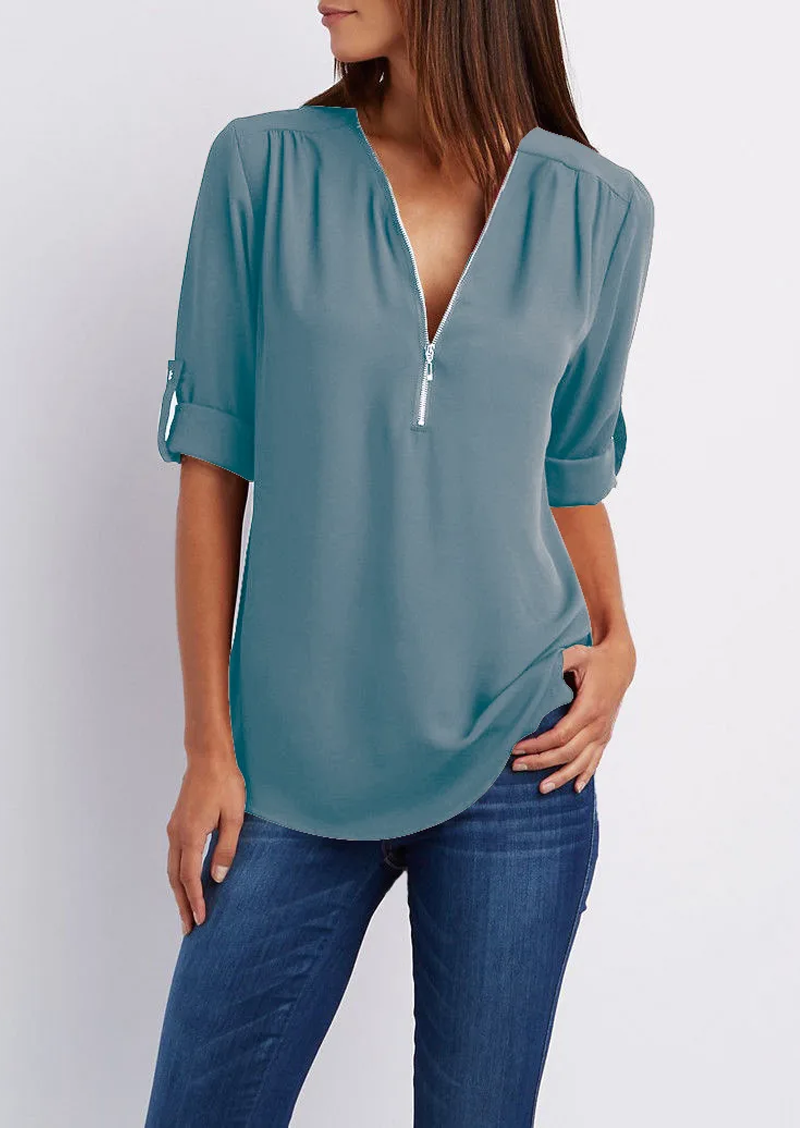 Dames Zomer Blouse | Luchtig, Ritsdetail