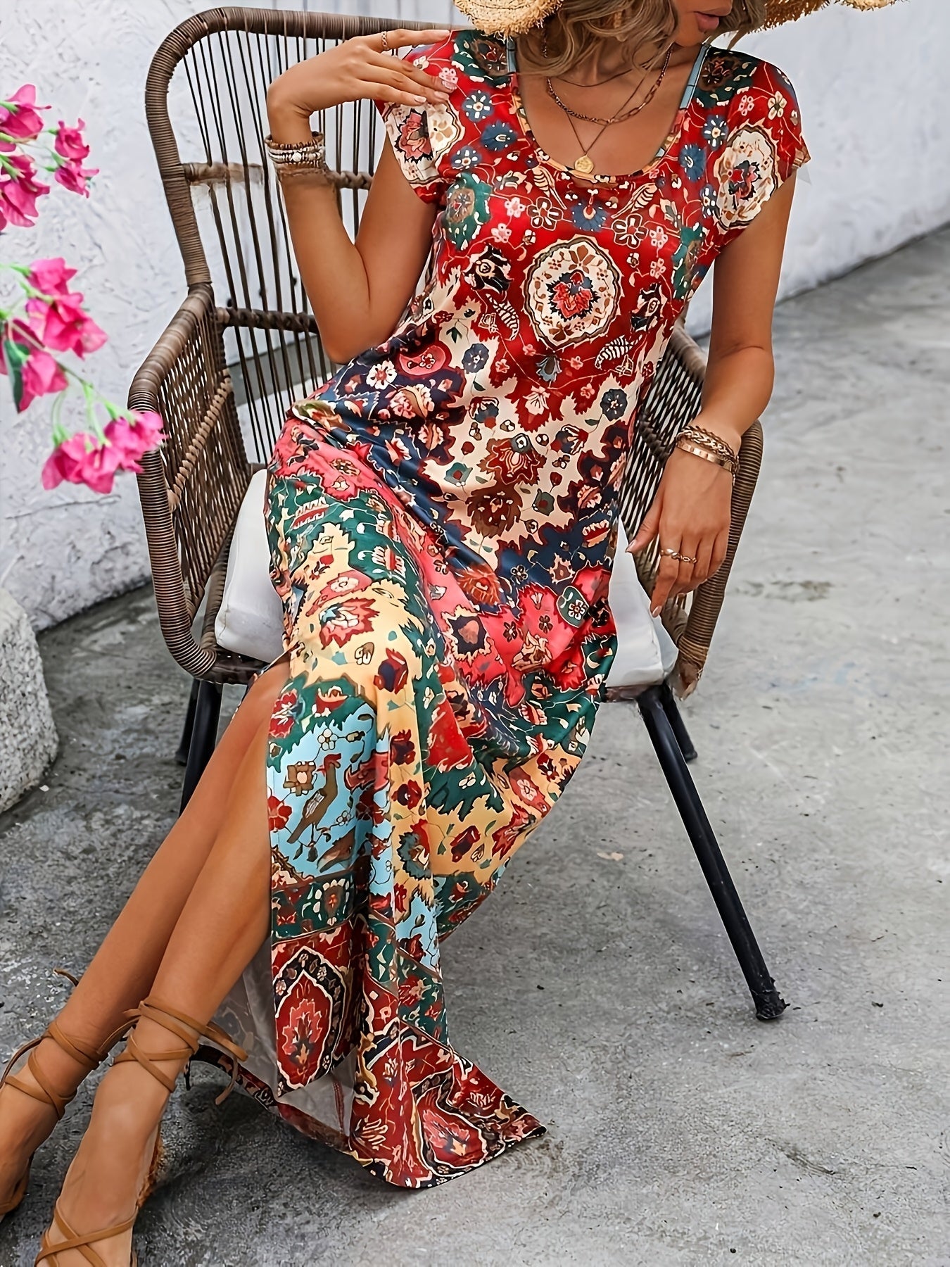 Dames Luchtige Bohemien Patchwork Zomerjurk | Maxi