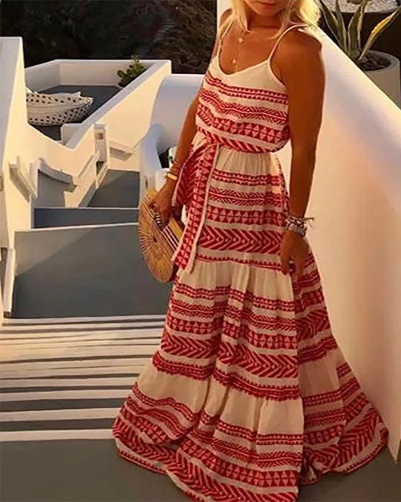 Dames Bohemien zomerjurk met etnisch patroon | Maxi