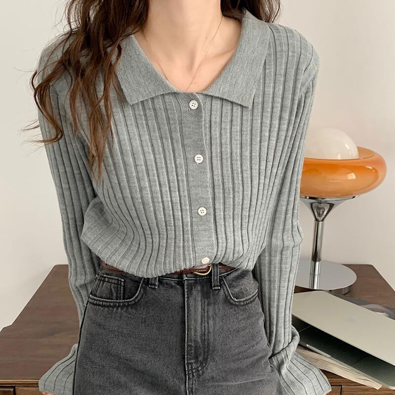 Dames Casual Zomer Pullover | Langarm, Geribbeld