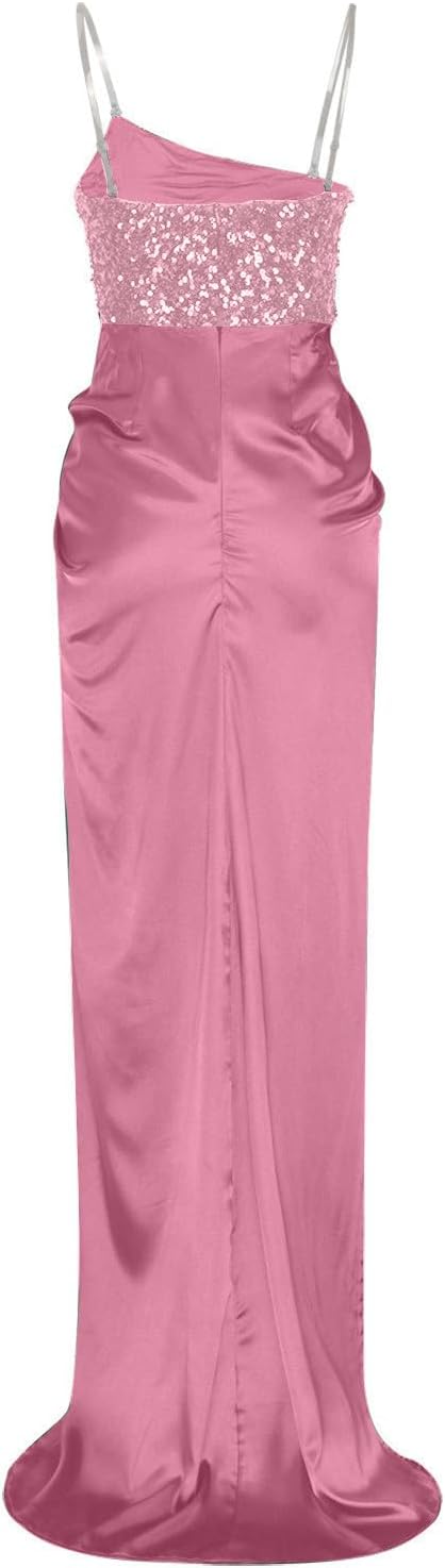 Dames Satijnen Glitter Avondjurk | Maxi