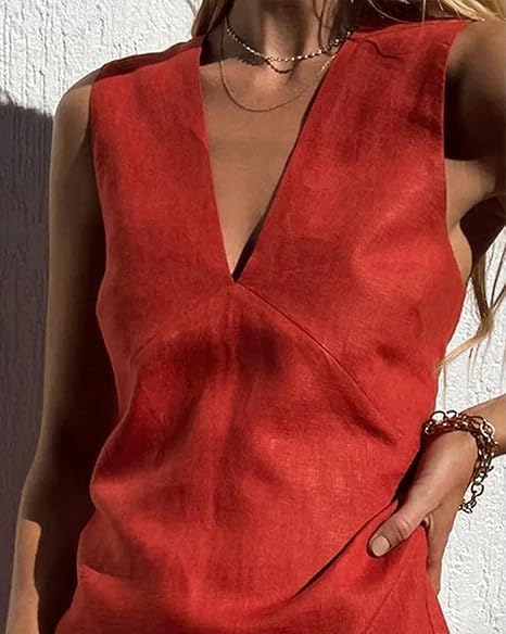 Dames Linnen Elegante Zomerjurk | Mini