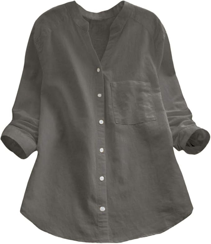Dames Zomerse Luchtige Blouse | Knoopsluiting, Langemouw