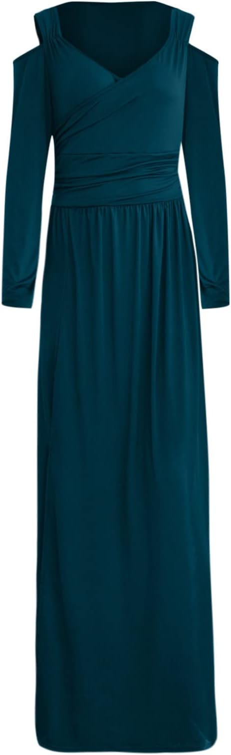 Dames Elegante avondjurk met lange mouwen en split | Maxi