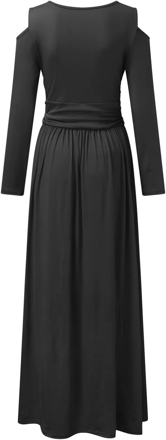 Dames Elegante avondjurk met lange mouwen en split | Maxi