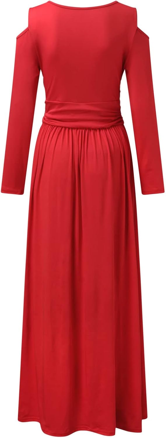 Dames Elegante avondjurk met lange mouwen en split | Maxi