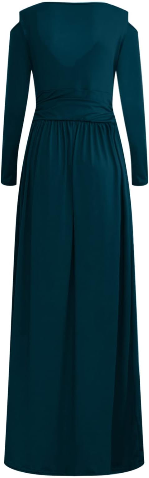 Dames Elegante avondjurk met lange mouwen en split | Maxi