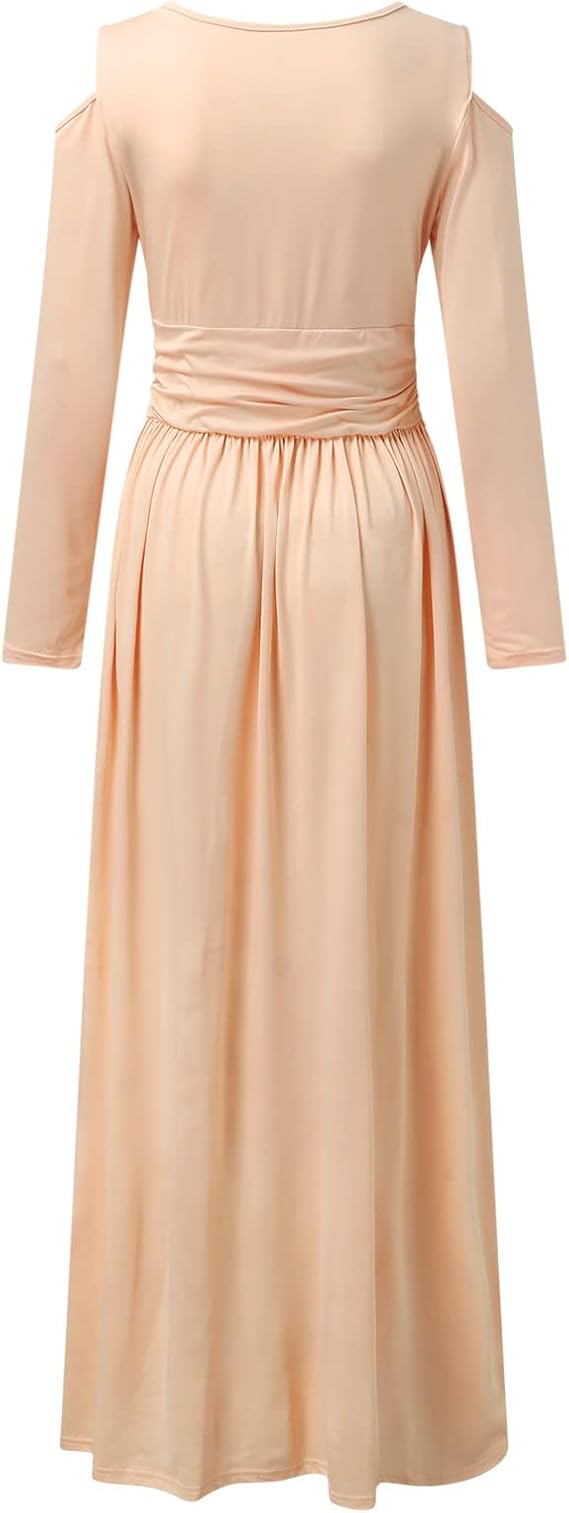 Dames Elegante avondjurk met lange mouwen en split | Maxi