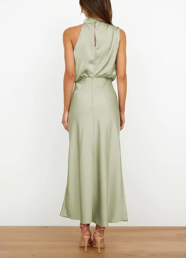 Dames Elegante satijnen avondjurk | Midi