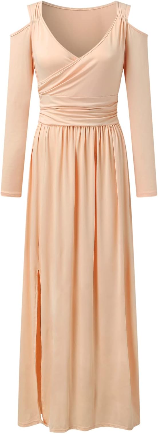 Dames Elegante avondjurk met lange mouwen en split | Maxi