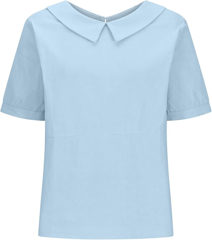 Dames Zomerse Luchtige Blouse | Peterpankraag, Kortemouw