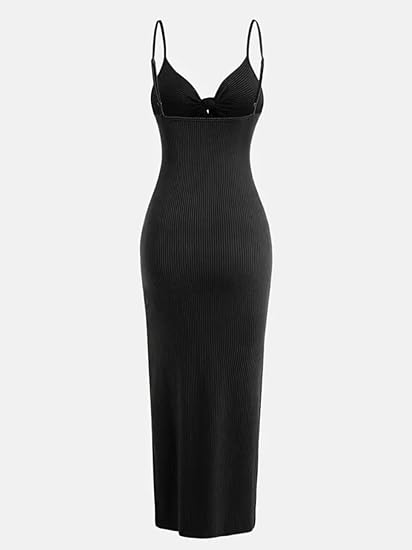Abito estivo maxi da donna in maglia con ritagli