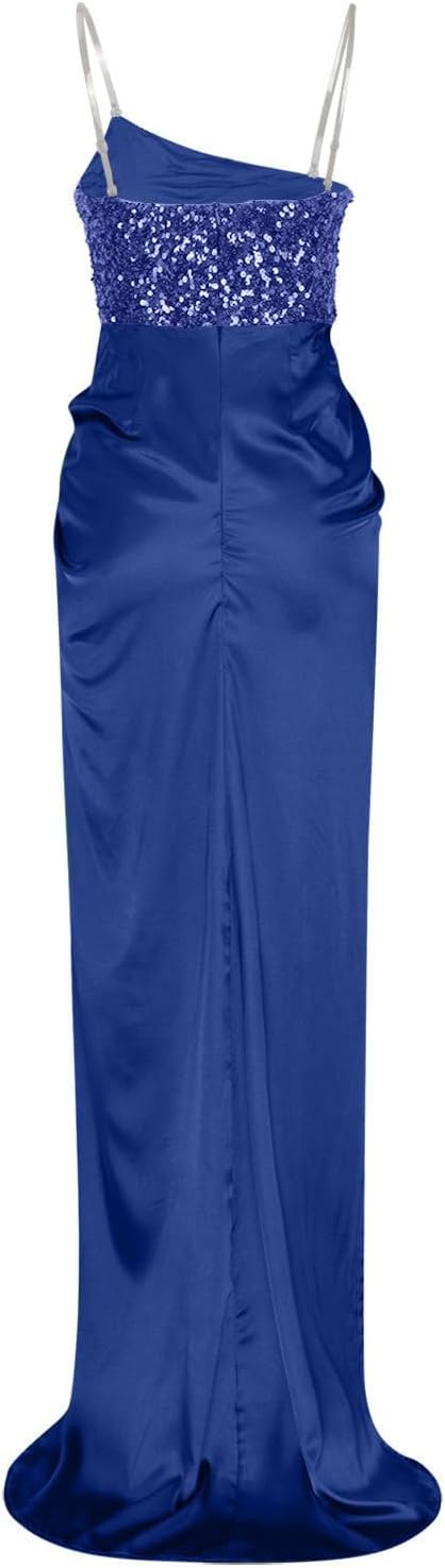 Dames Satijnen Glitter Avondjurk | Maxi