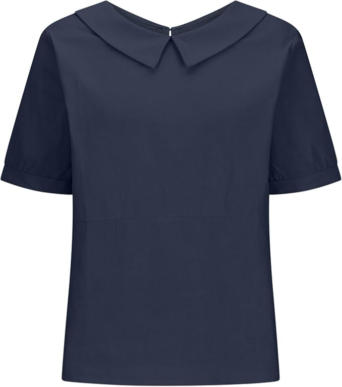 Dames Zomerse Luchtige Blouse | Peterpankraag, Kortemouw