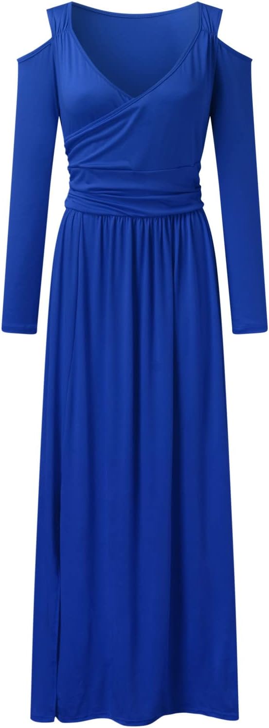 Dames Elegante avondjurk met lange mouwen en split | Maxi