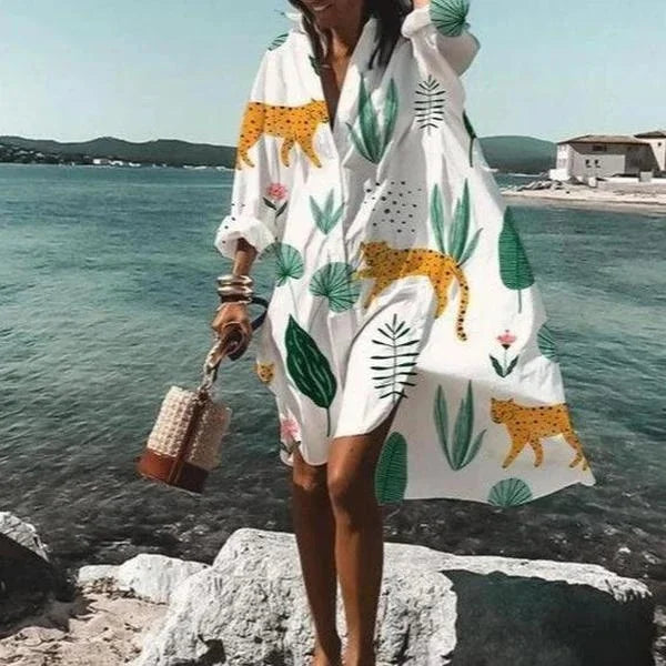 Dames Luchtige strandjurk met blouselook | Mini