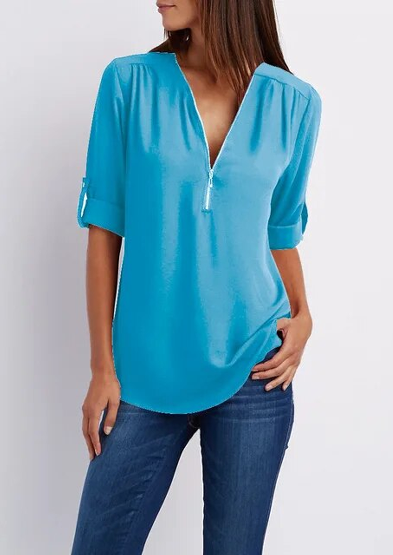Dames Zomer Blouse | Luchtig, Ritsdetail