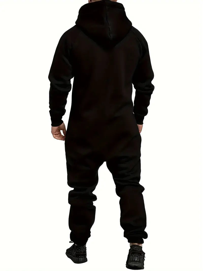 Heren comfortabele onesie trainingspak | Met capuchon ritssluiting