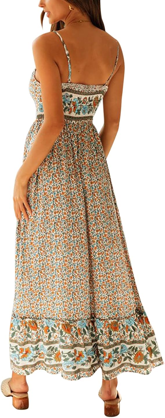 Dames Bohemien Bloemenrand Zomerjurk | Maxi