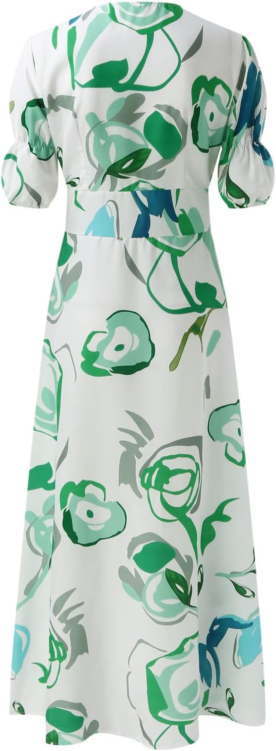 Dames Artistieke Bloemenprint Zomerjurk | Midi
