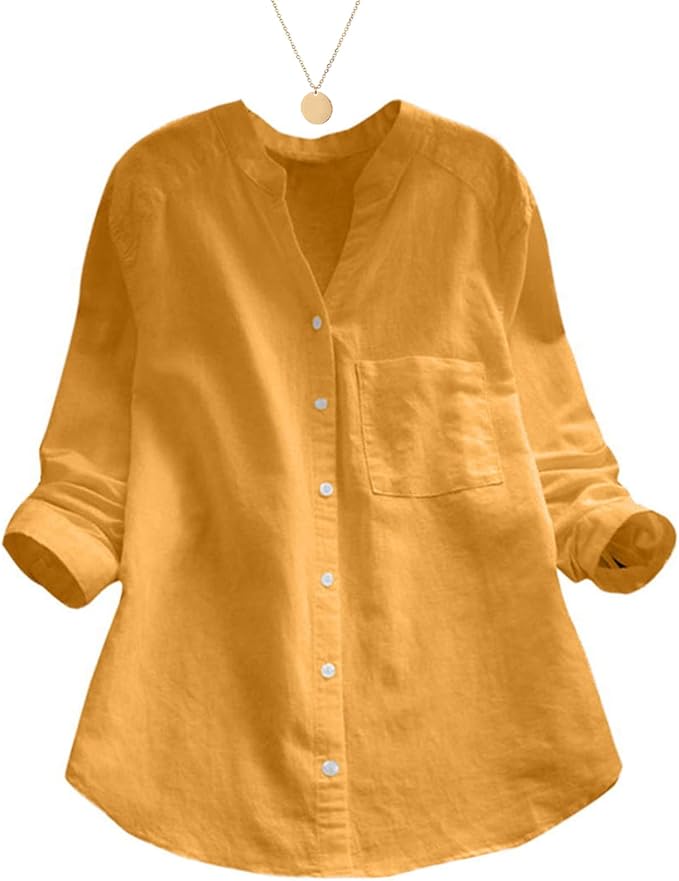 Dames Zomerse Luchtige Blouse | Knoopsluiting, Langemouw