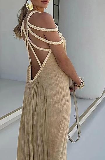 Dames Geplooide Strandjurk Zomerjurk | Maxi