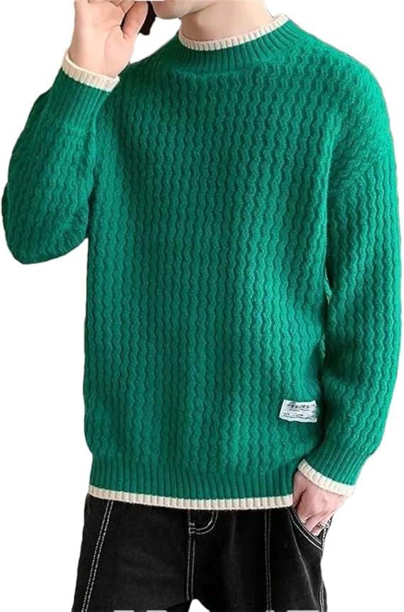 Heren Geblokte Pullover | Warme Rollkraagstijl