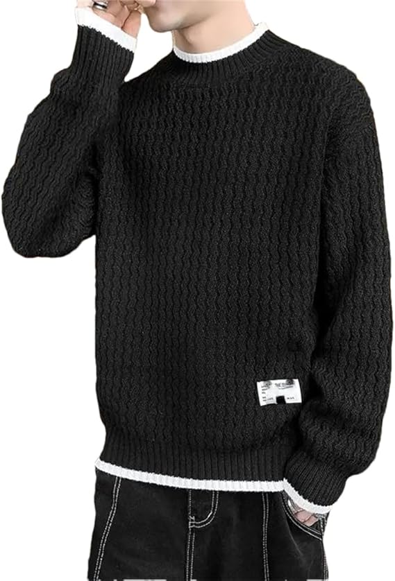 Heren Geblokte Pullover | Warme Rollkraagstijl