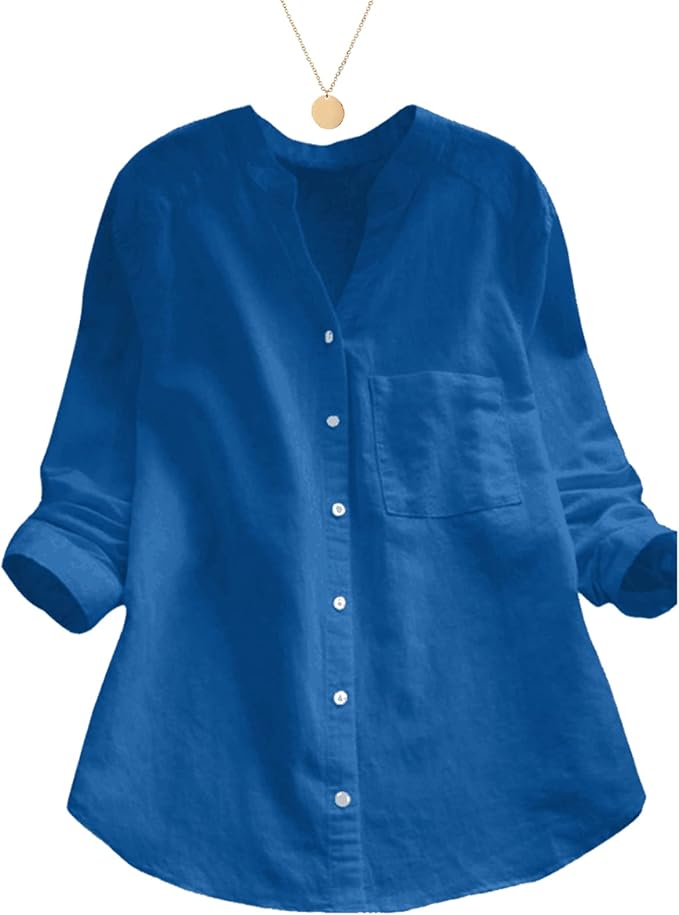 Dames Zomerse Luchtige Blouse | Knoopsluiting, Langemouw