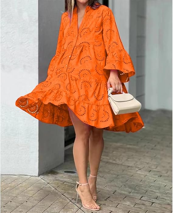 Dames Luchtige Broderie Zomerjurk | Mini