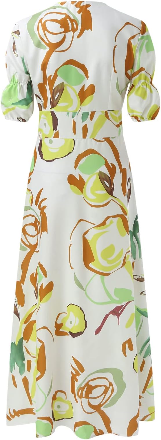 Dames Artistieke Bloemenprint Zomerjurk | Midi