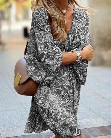Dames Boho Paisleyprint Zomerjurk | Mini