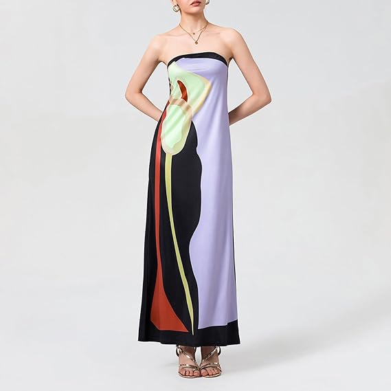Abito estivo elegante da donna con stampa astratta | Maxi