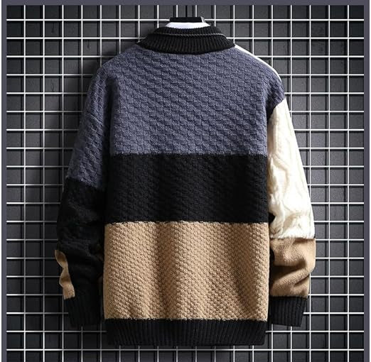 Heren Geblokte Pullover | Warme Rollkraagstijl