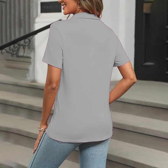 Dames Zomerse Polo T-shirt | Kortemouw, Knopenlijst
