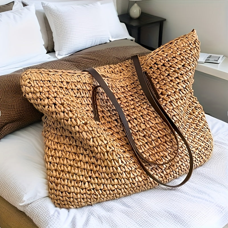 Dames Bohemian Zomer Strandtas | Groot, Met Donkere Hengsels