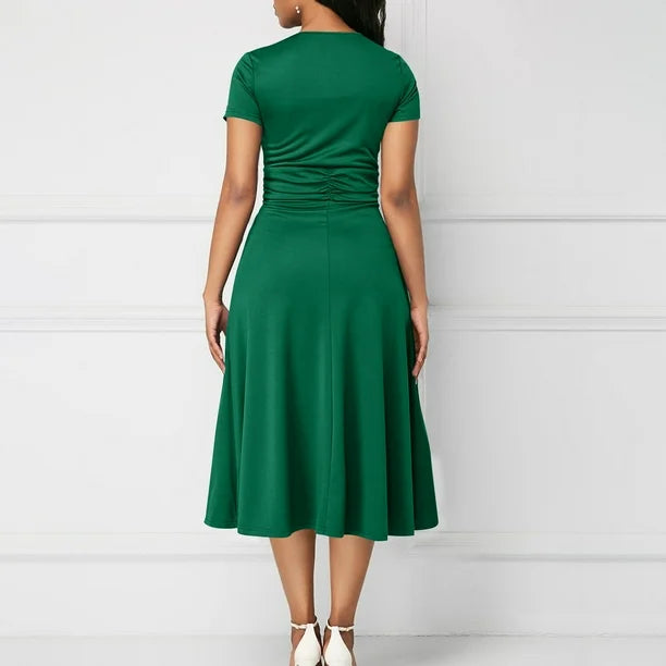 Abito avvolgente elegante da donna con cintura | Midi