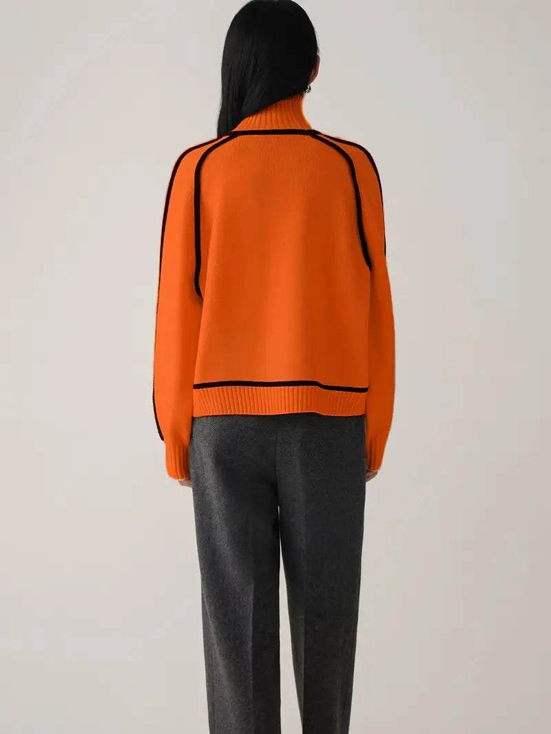 Dames Rollkraag Pullover | Lang, Strak Afgelijnd