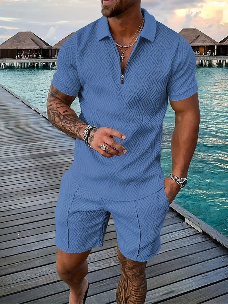 Heren Zomers Comfort Set | Halve Rits, Korte Mouwen