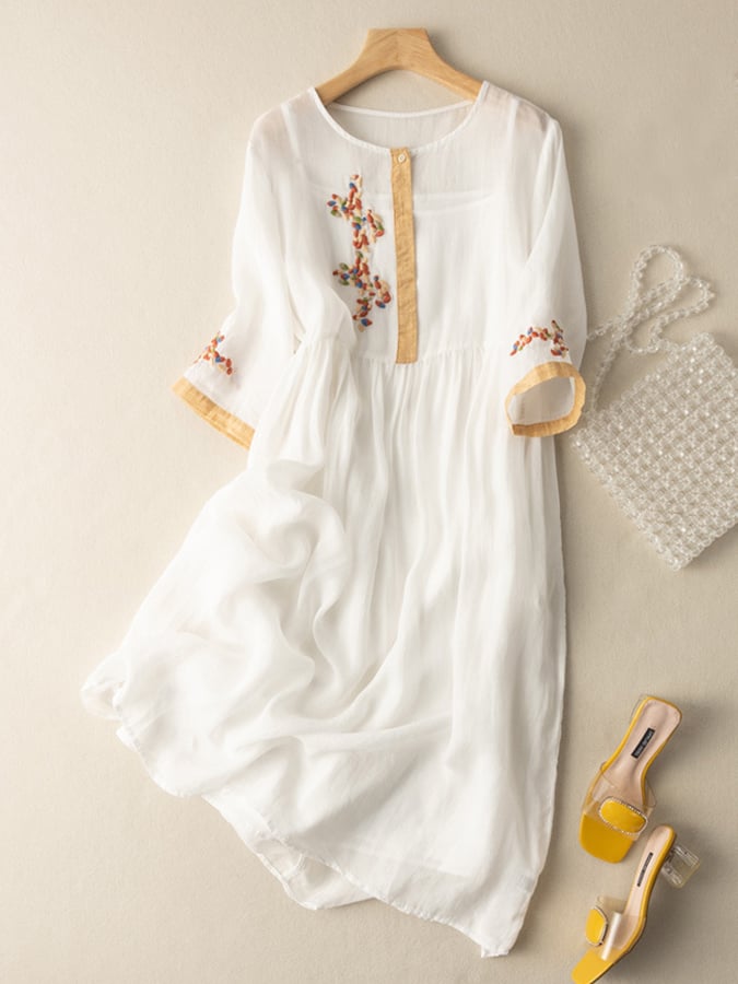 Abito Estivo Vintage in Lino per Donne | Midi