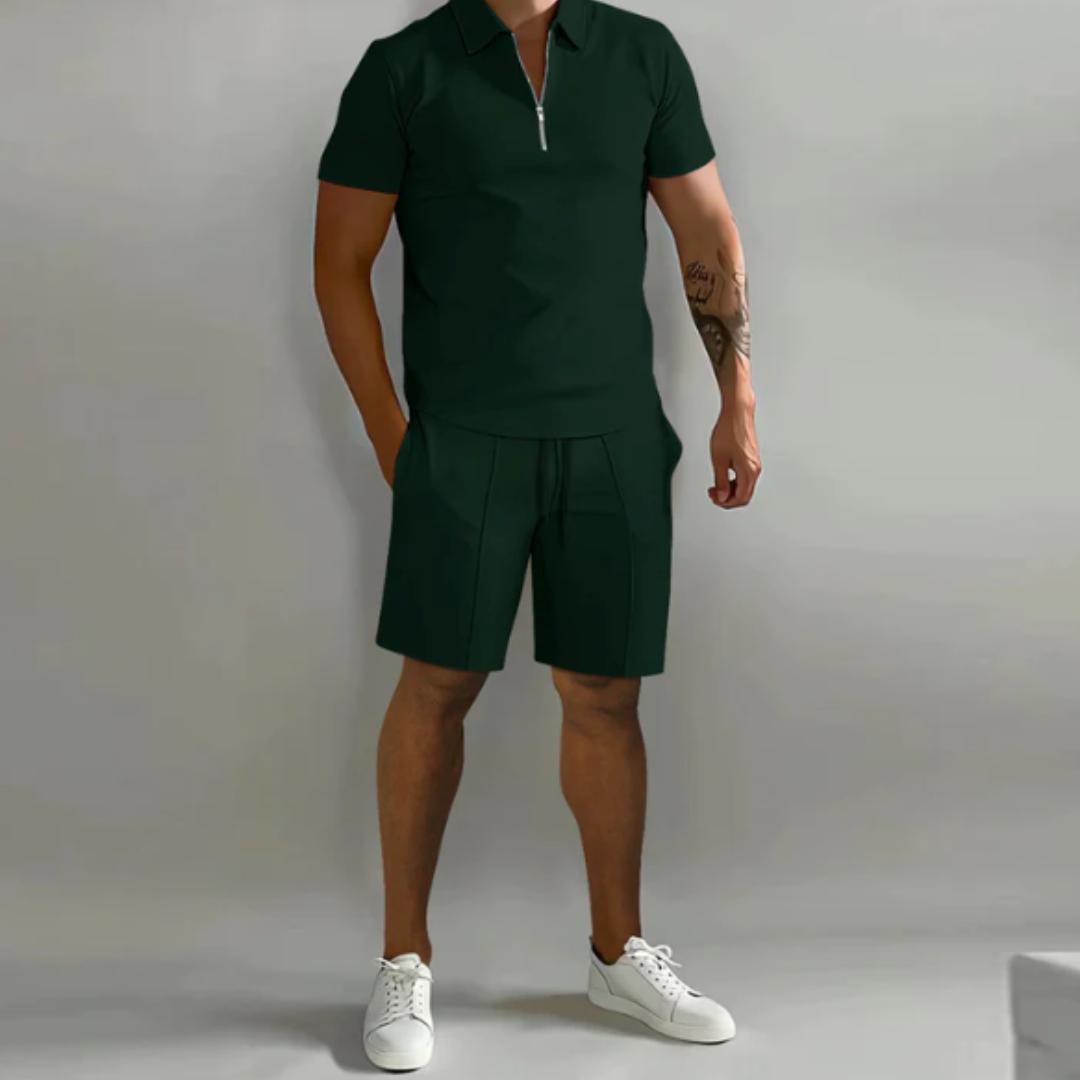 Heren Zomer Tweedelig Set | Kort, Halve Rits