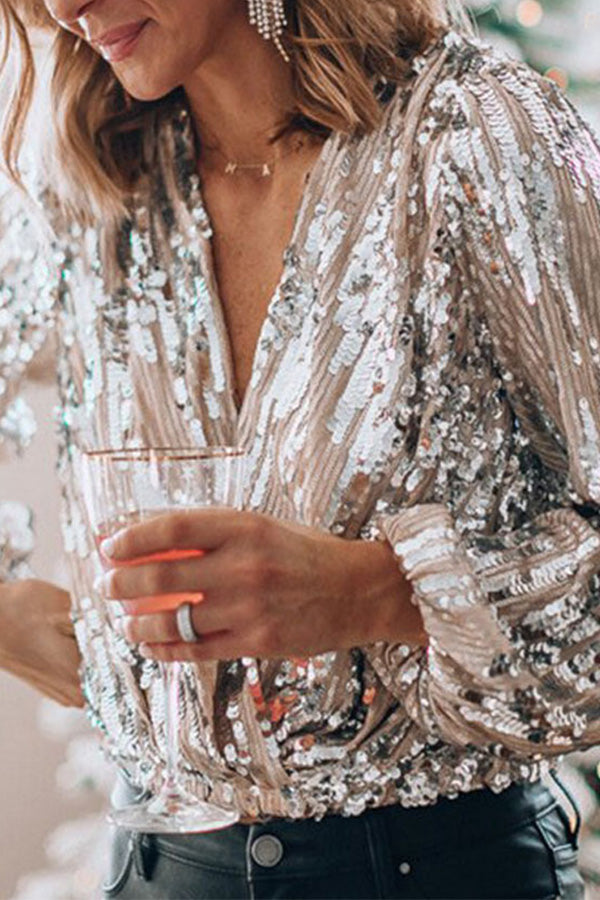 Dames Pailletten Blouse | Glitzer Party
