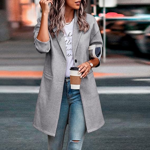 Dames Herfst Jas | Lang, Met Knoopsluiting
